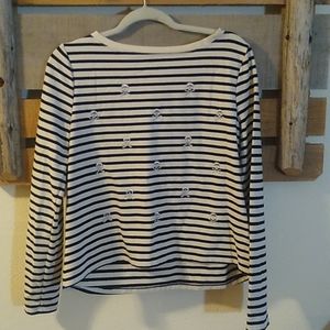 Betty Johnson performance skull stripe shirt